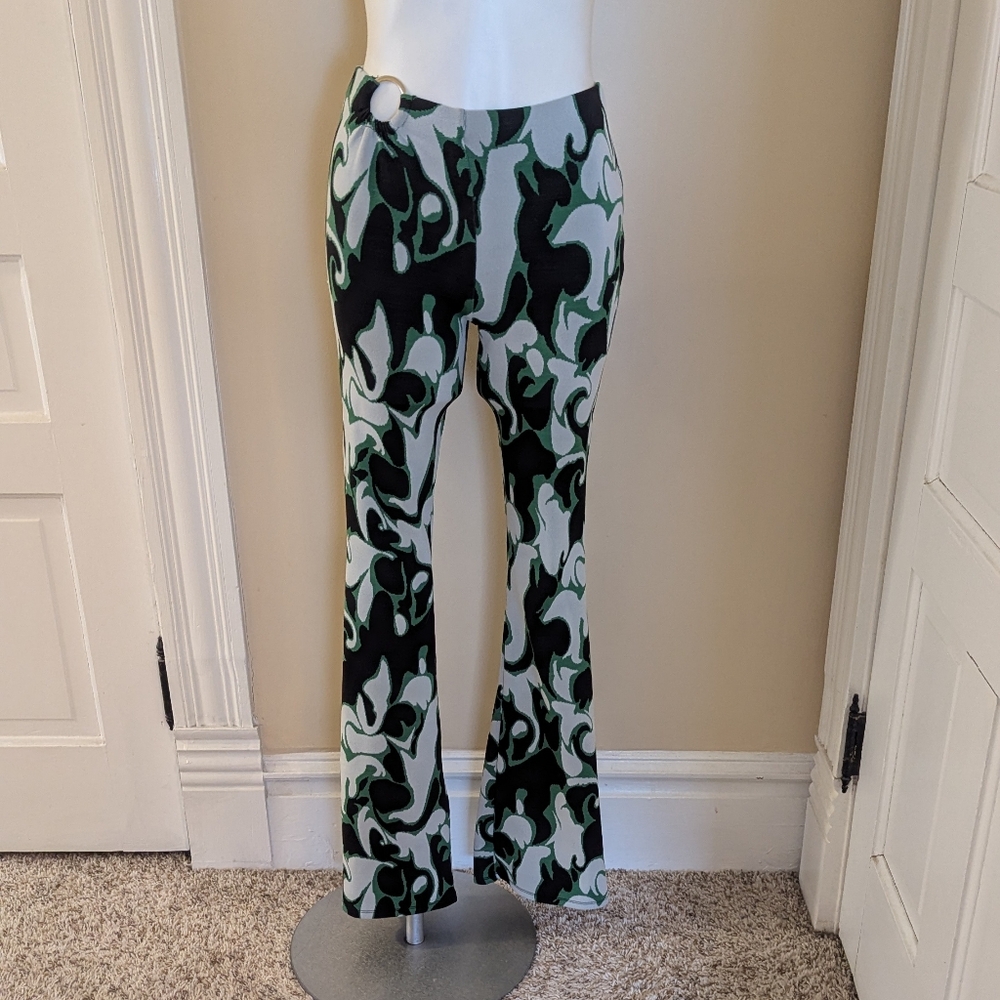Zara black, white and black retro print pants size M